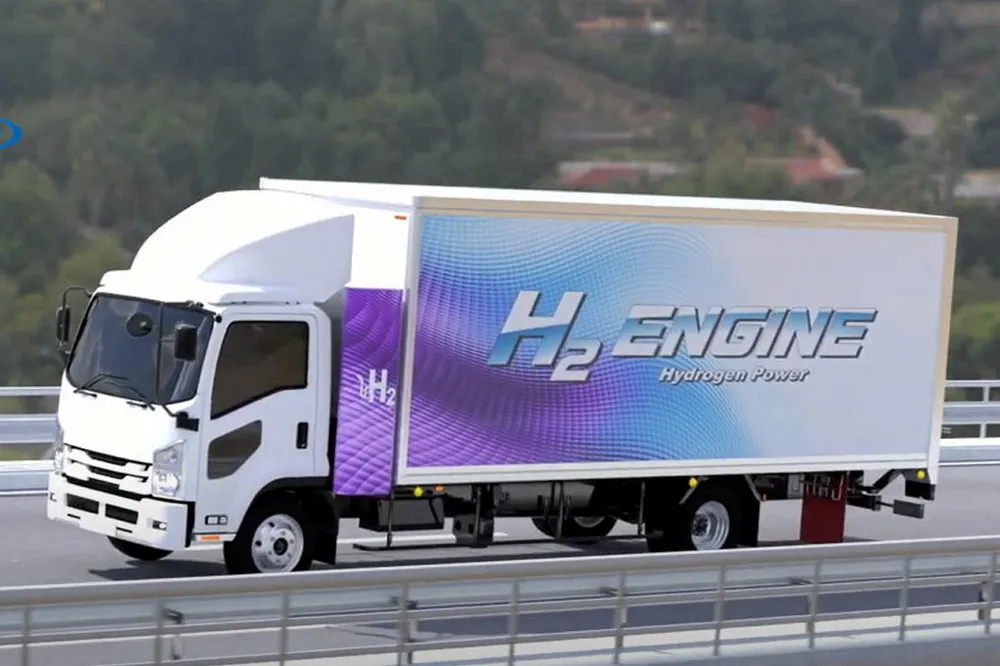 A rendering of the hydrogen-powered truck on Tokyo roads.
