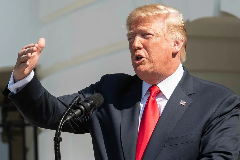 USAs president Donald Trump brukte pressekonferansen fredag kveld til å skryte uhemmet av seg selv. Foto: NICHOLAS KAMM/AFP/NTB Scanpix
