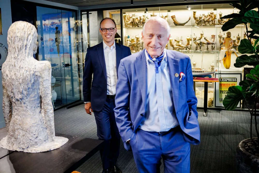  Jeg regner med at mine ord blir tillagt en viss vekt, sier Christian Ringnes (t.h.), arbeidende styreleder i Eiendomsspar. Her med Eiendomsspars toppsjef Sigurd Stray, som tok over for Ringnes i fjor.