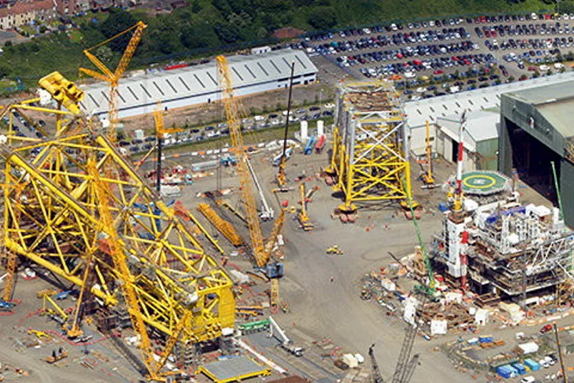 Past times: the Methil yard in Fife filled with oil and gas work when under BiFab's ownership