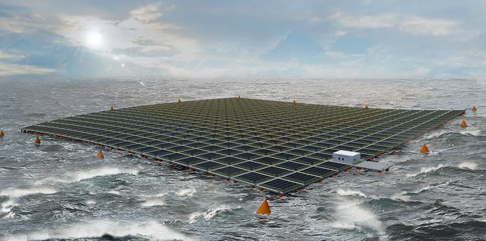 CGI of Moss Maritime's floating solar concept