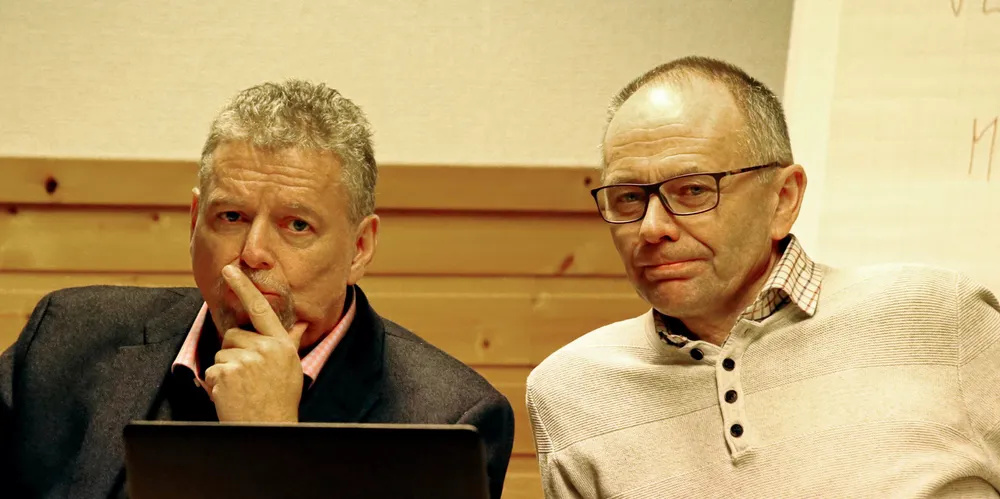 Generalsekretær Otto Gregussen (t.v.) og fiskarlagsleder Kjell Ingebrigtsen ble varslet om seksuell trakassering av en kvinnelig ansatt i Norges Fiskarlag i september 2019. Saken er anmeldt til politiet, som har henlagt saken. Bildet er tatt i en annen forbindelse.