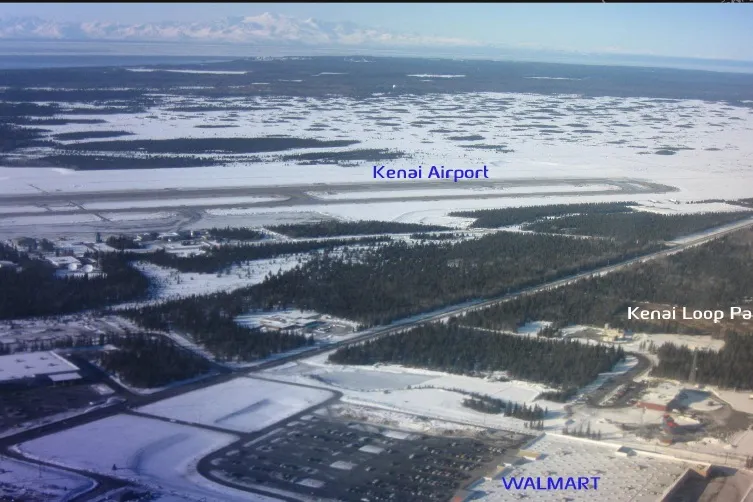 Kenai: an aerial view of the Kenai Loop project in Alaska, showing its close proximity to infrastructure