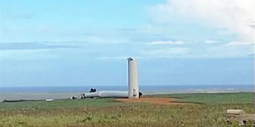 Remains of collapsed Vestas turbine at Walkaway wind farm in Western Australia