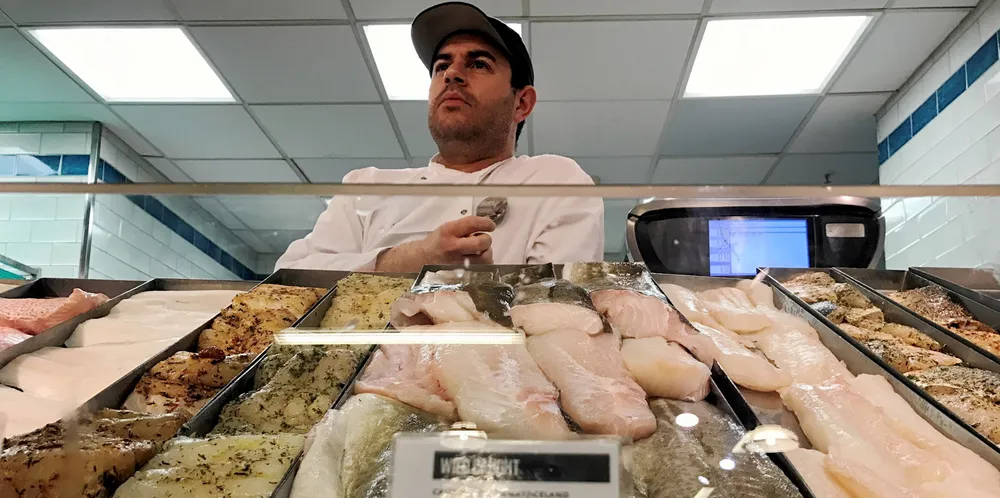 Prisutviklingen på torsk har også vært formidabel. Bildet er fra fiskedisken hos Whole Foods i Barcelona.