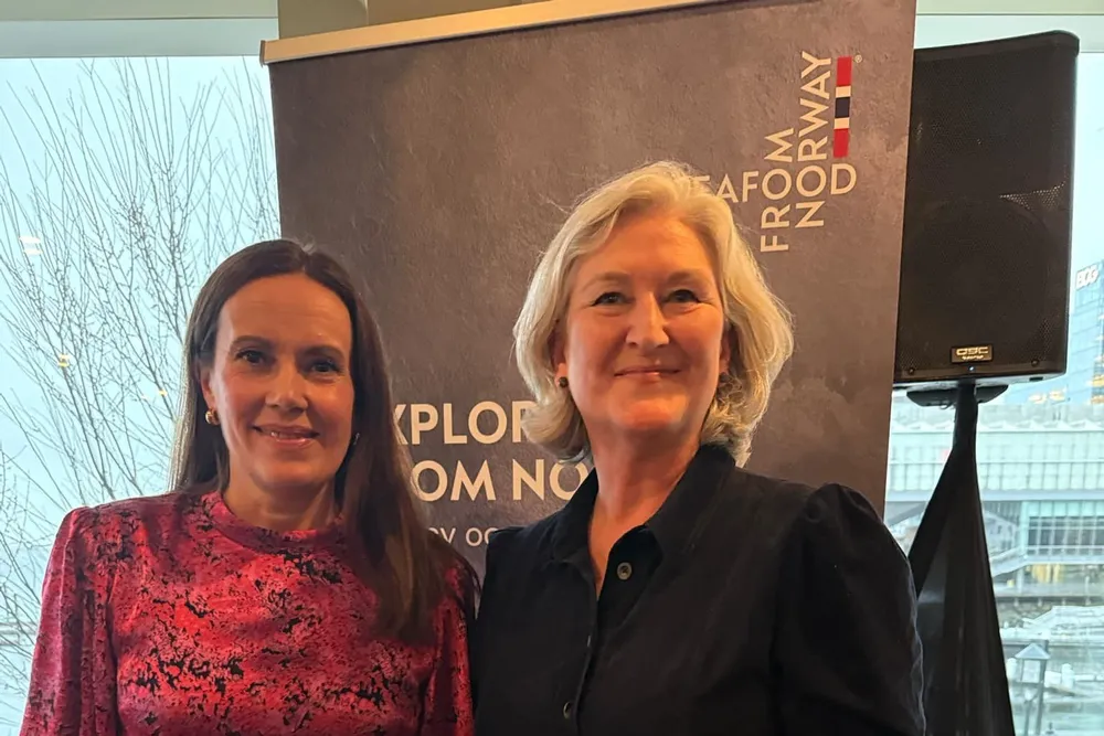 Anne-Kristine Oen the Norwegian Seafood Council’s outgoing seafood envoy to the United States Anne-Kristine Oen (right) with Marianne Sivertsen Naess, Norwegian Minister of Fisheries at the Boston Seafood show in March.
