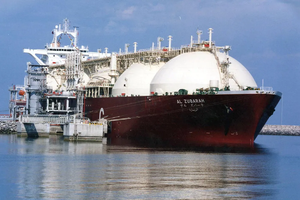 Export: a liquefied natural gas carrier being loaded at the Ras Laffan sea port in Qatar