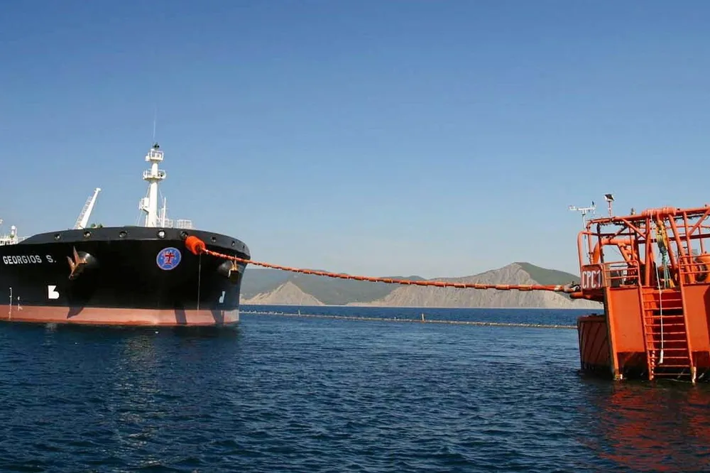 Crude loading at the CPC terminal in Russia.