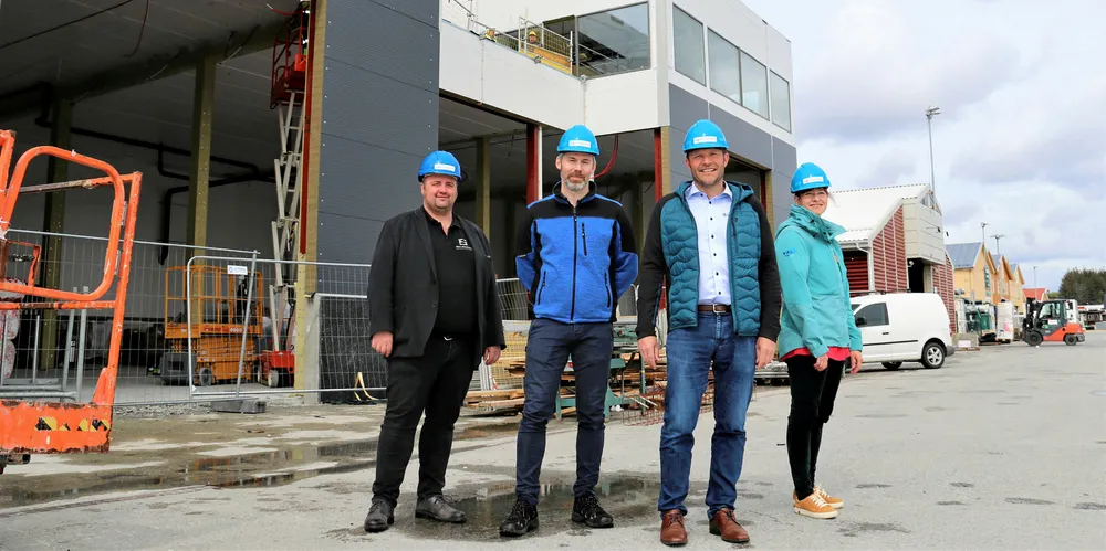Styret i Innovarena ser frem til å få på plass en laboratorieklynge i nybygget. Fra venstre: Nils André Williksen, Eirik Ulsund, Paul Ingvar Dekkerhus og Kristine Fagerland.