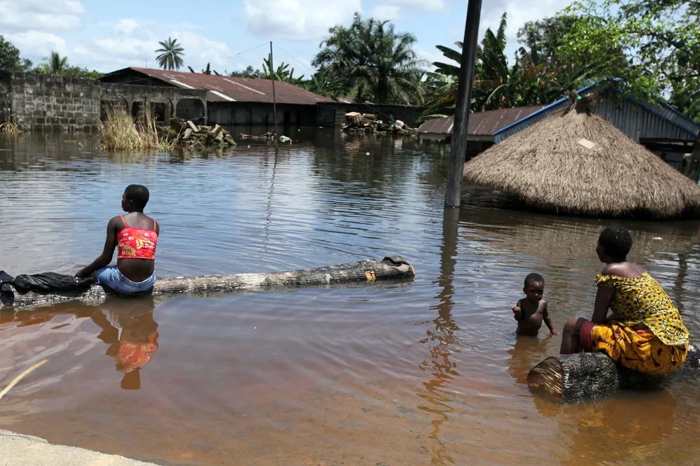 Heavy weather: the Niger River floods frequently, with this photo showing the affected Patani community in Nigeria’s Delta state in 2012 after the river broke its banks.