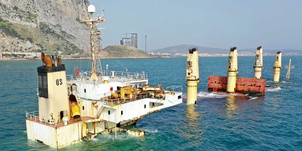 The 35,364-dwt OS 35 (built 1999) grounded off Gibraltar after colliding with an LNG carrier in late August.