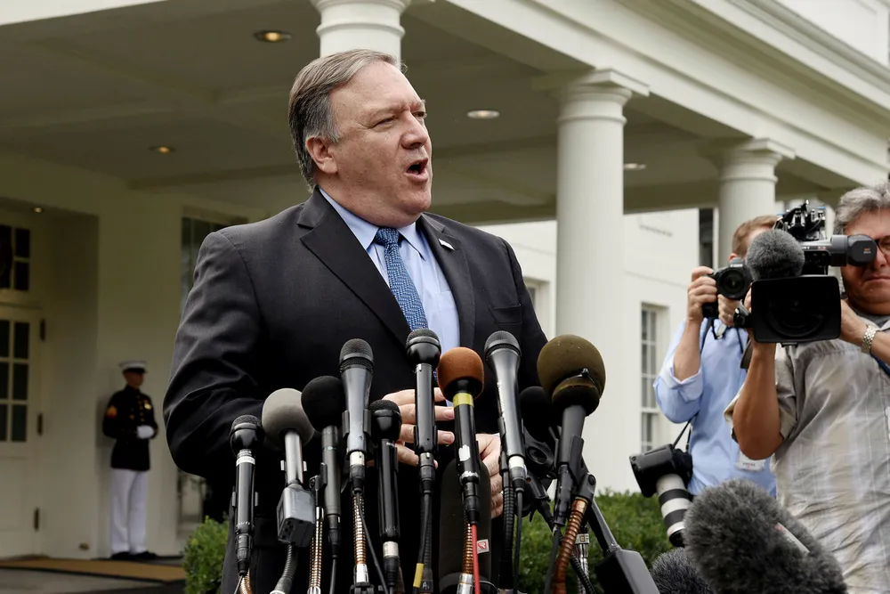 USAs utenriksminister Mike Pompeo utenfor Det hvite hus tidligere denne måneden.