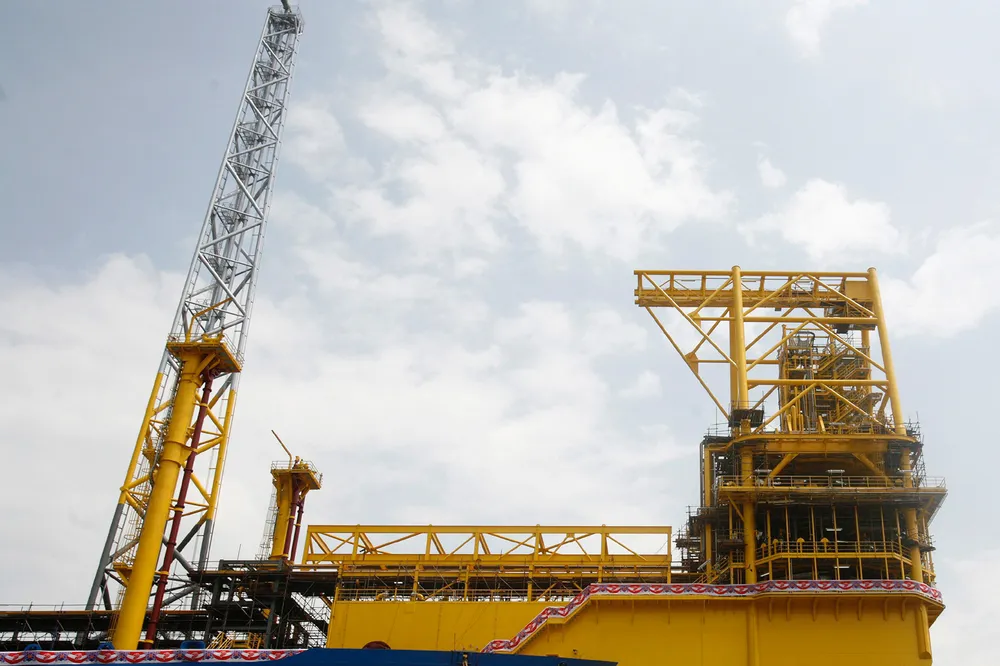 Down to work: a view of the mooring turret and topsides on the FPSO Mondo