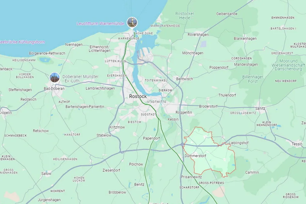 The location of the municipality of Dummerstorf, where Eternal Power's project is due to be built.