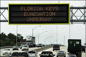 On the move: residents of the Florida Keys are being evacuated ahead of Tropical Storm Rita