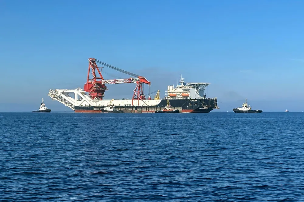 Sensitive job: Russian pipelaying barge Fortuna spotted moving in the Baltic Sea to a German port, earlier this year
