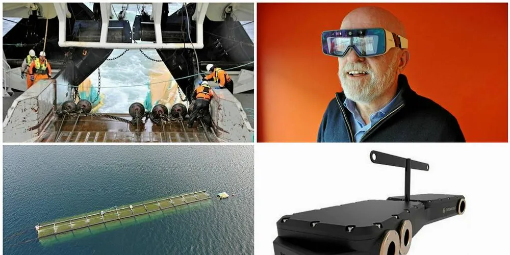 Kvadruppel-trål, AR-briller, Gigantes offshoremerd og biomassemåler for laks er noen av prosjektene som får støtte.Foto: Vonin, Bent-Are Jensen, Tom Remi Jacobsen og Optoscale