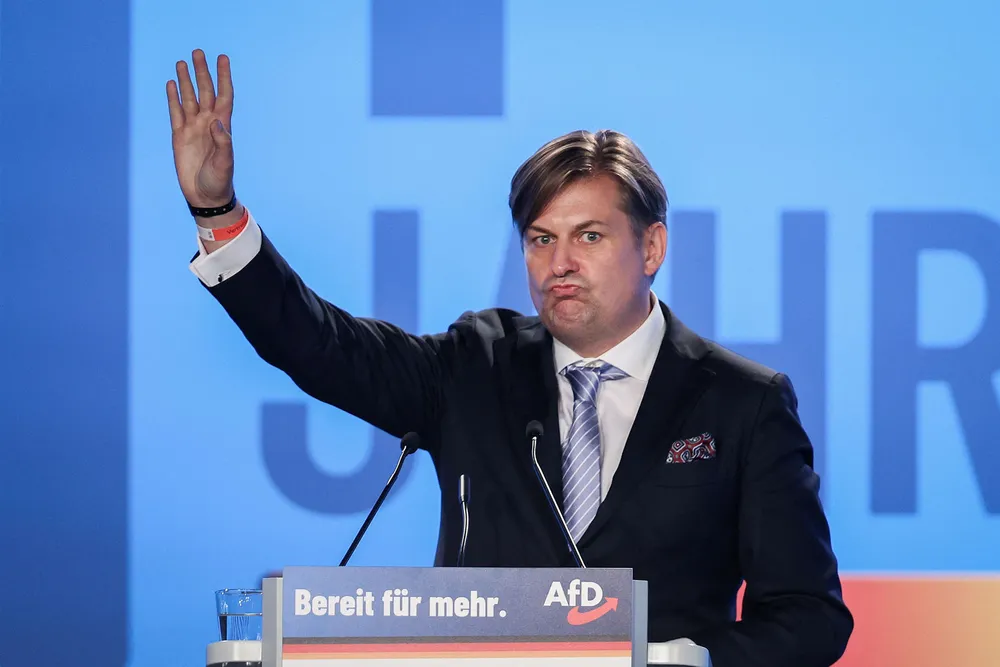 Maximilian Krah, medlem i Europaparlamentet for ytre høyrepartiet AfD – og anklaget for å være betalt lobbyist for kommunistregimet i Kina.