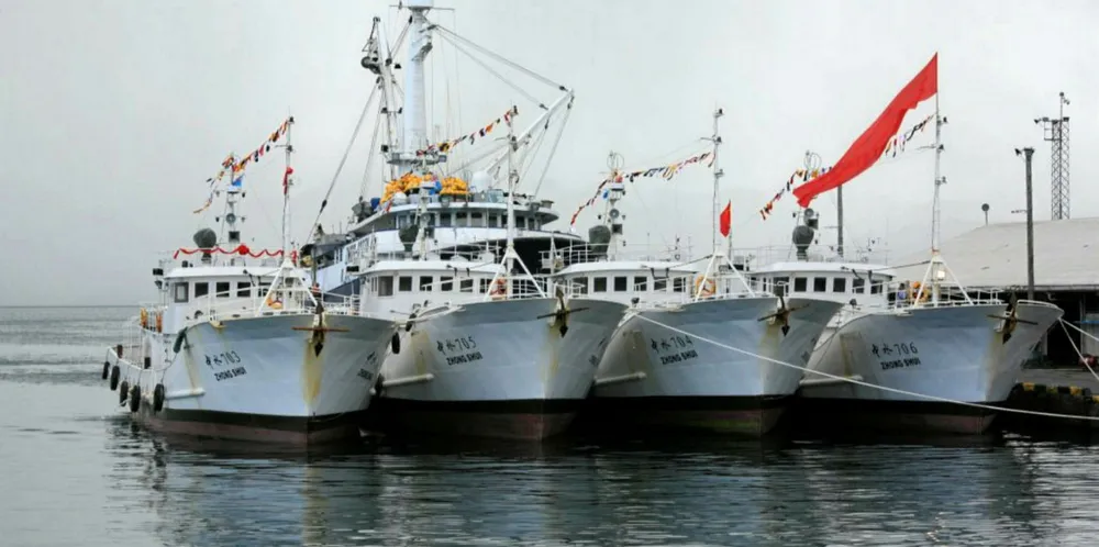 China National Fisheries Corporation (CNFC) tuna vessels in port.