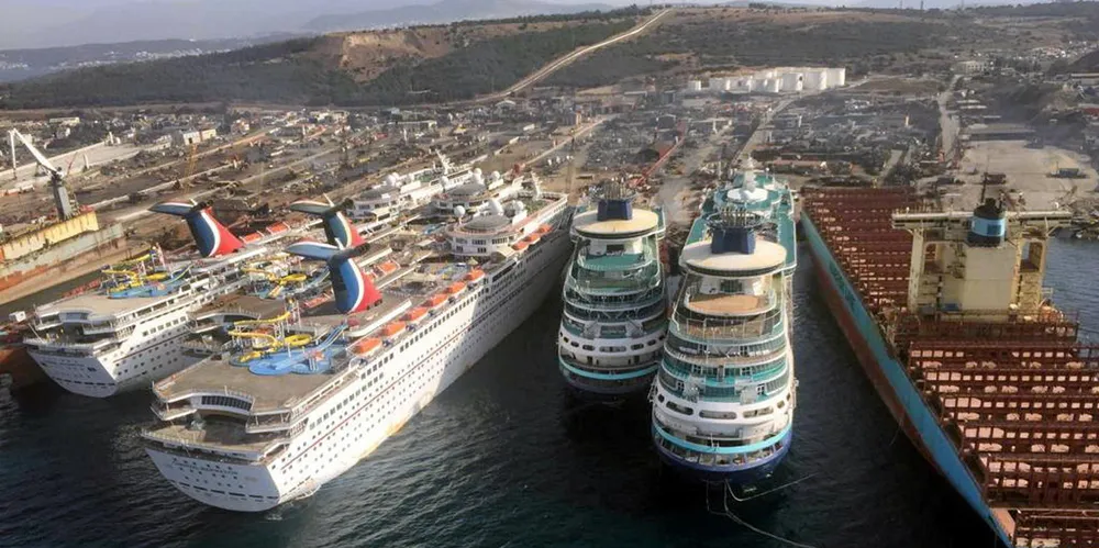 Turkish ship breakers at Aliaga were stretched by a deluge of cruise work from Carnival and Royal Caribbean.