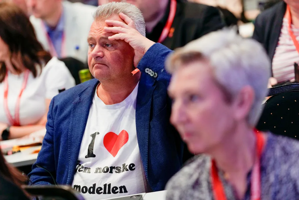 Leder i Fellesforbundet, Jørn Eggum under Arbeiderpartiets 70. ordinære landsmøte på Oslo Kongressenter Folkets Hus i Oslo.