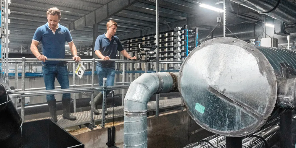 Atlantic Sapphire executives Johan Andreassen, left, and Karl Oystein Oyehaug are facing one challenge after another in their effort to raise salmon on land in Miami.