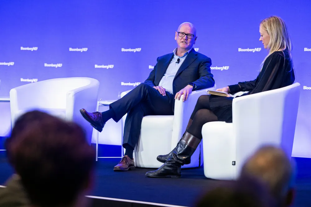 Thomas Östros, vice president of the European Investment Bank, speaking at the BloombergNEF summit in London.