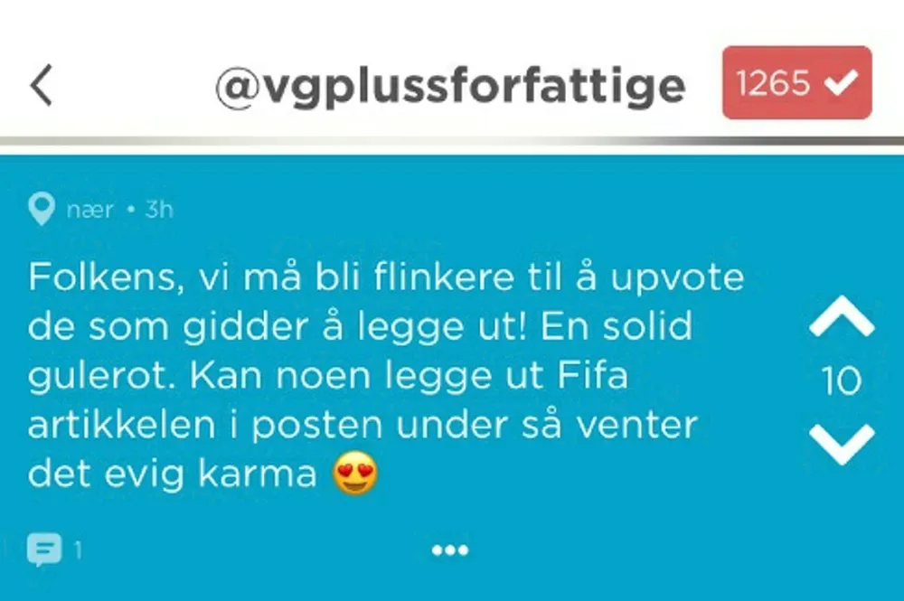 Jodel. Jodel-gruppe for deling av VG-artikler ble stengt onsdag. Foto: Skjermdump
