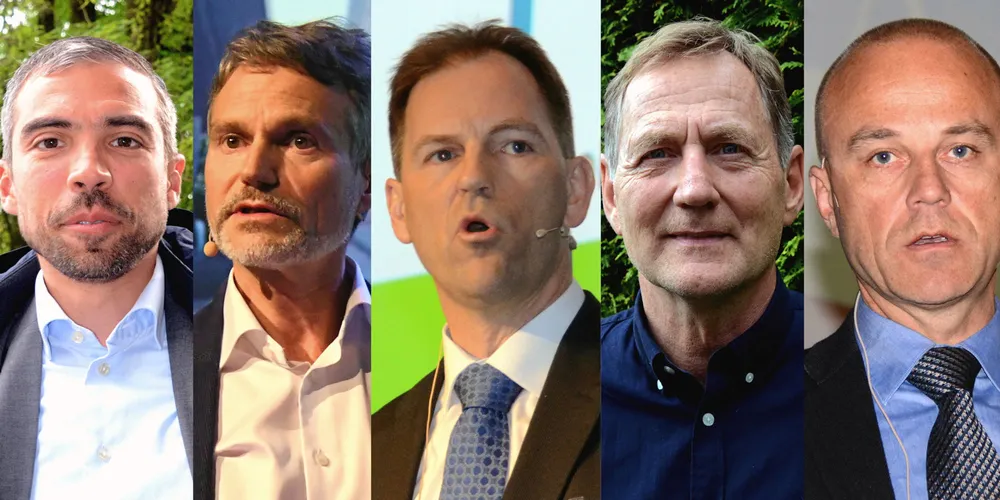 Gjenbruk av illustrasjon: Nøyaktig de samme personene som toppet fjorårets liste topper også årets oversikt over best betalte sjefer i regionale kraftselskap: Pablo Barrera (Haugaland Kraft), Eirik Frantzen (Nordkraft), Christian Stav (NTE), Alf Inge Berget (Ringerikskraft) og Erik Espeset (Tafjord Kraft).