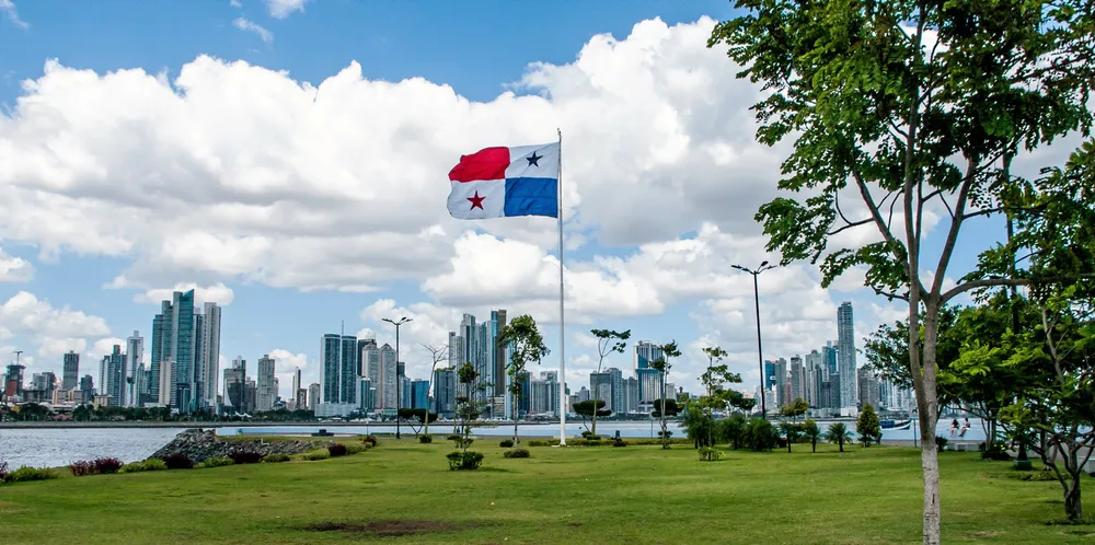 The Panama flag flies in the capital, Panama City.