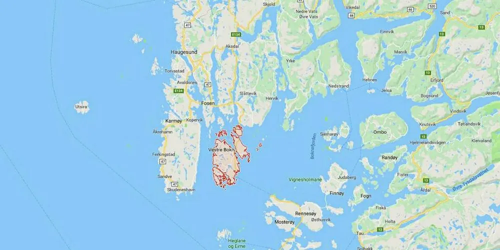 En sjark forliste ved Arsvågen i Bokn lørdag formiddag. En fisker som ble hentet livløs opp av sjøen, døde senere på sykehuset. Hans bror ble funnet omkommet mandag ettermiddag. Kart: Google Maps