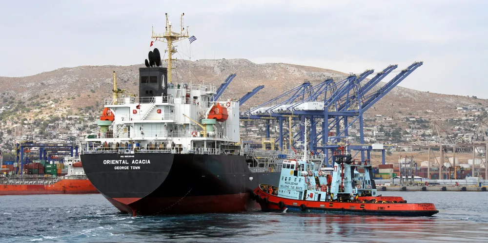 Asian-owned vessels such as the Japanese-owned 12,300-dwt chemical/product tanker Oriental Acacia (built 2011), seen arriving in Piraeus, could face hefty ETS liabilities.