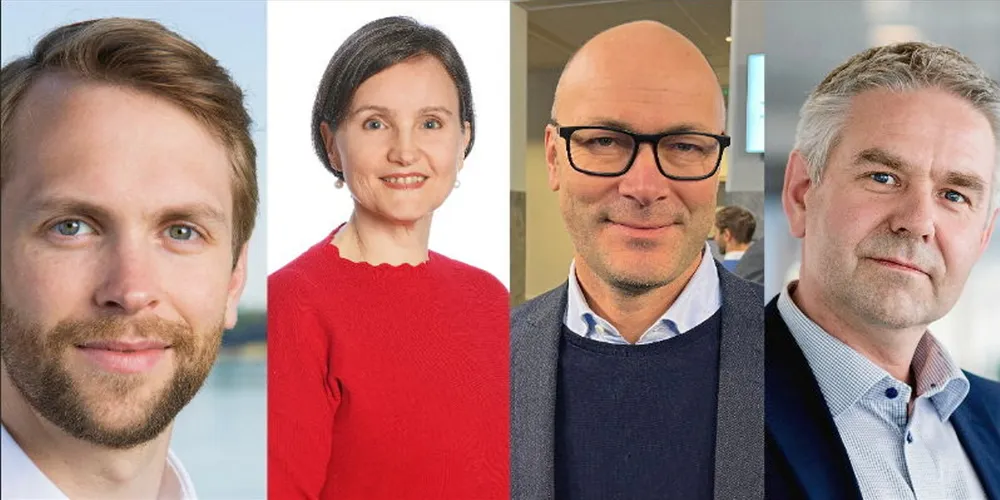 Fra venstre: Arne Lie-Rasmussen i Hafslund, Sonja Chirico Indrebø i Corio Generation, Simen Elvestad i Seagust og Jan Soppeland i Shell.