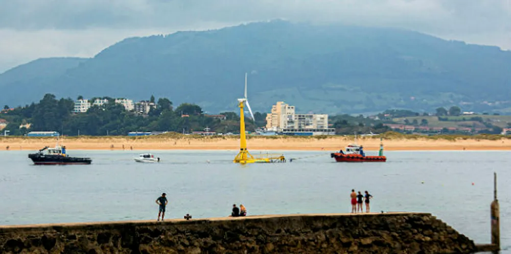 Tow-out of Saitec's BlueSath floating wind prototype off Spain