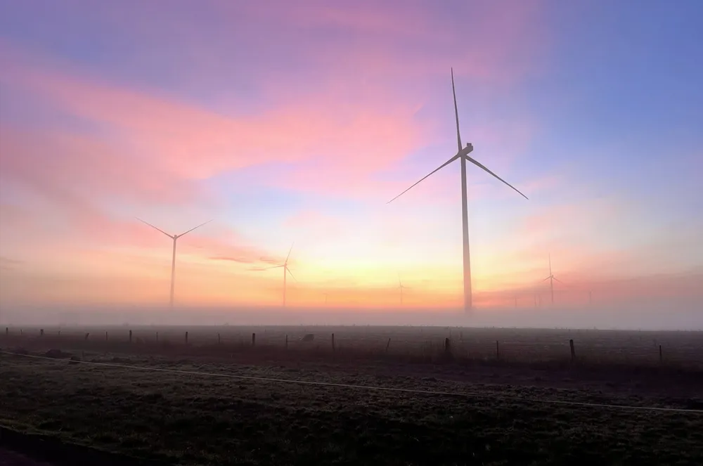 Vestas V162-6.2MW wind turbines at phase one of the 1.3GW Golden Plains project in Victoria, Australia.