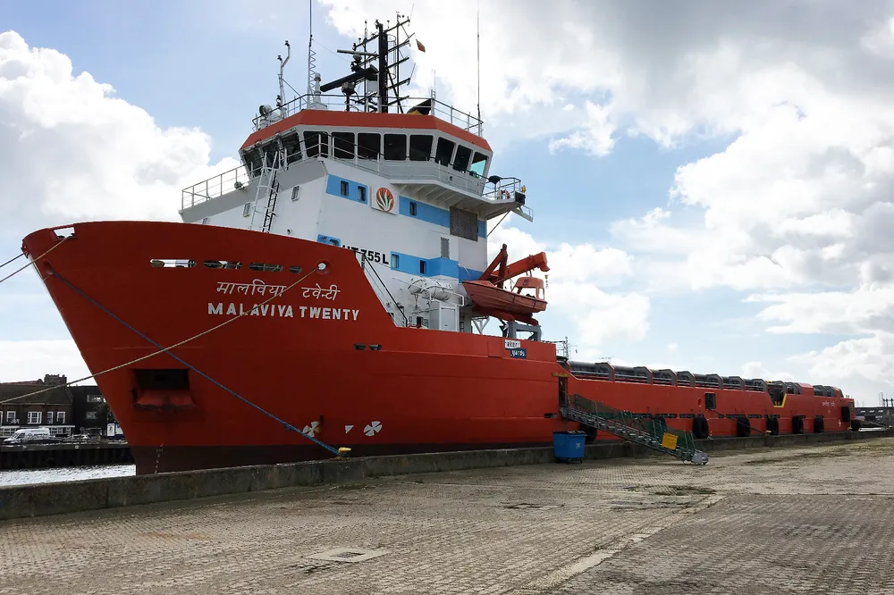 Detained: the GOL Offshore platfrom supply vessel Malaviya Twenty