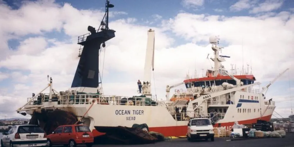 Rekekongen Kristian Barslund Jensen fra Nexø i Danmark er en av landets 100 rikeste. Her en av tre reketrålere som han eier, Ocean Tiger. Arkivfoto: Magnus Thor Hafsteinsson