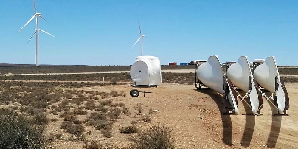 Construction underway at the Loeriesfontein wind farm.
