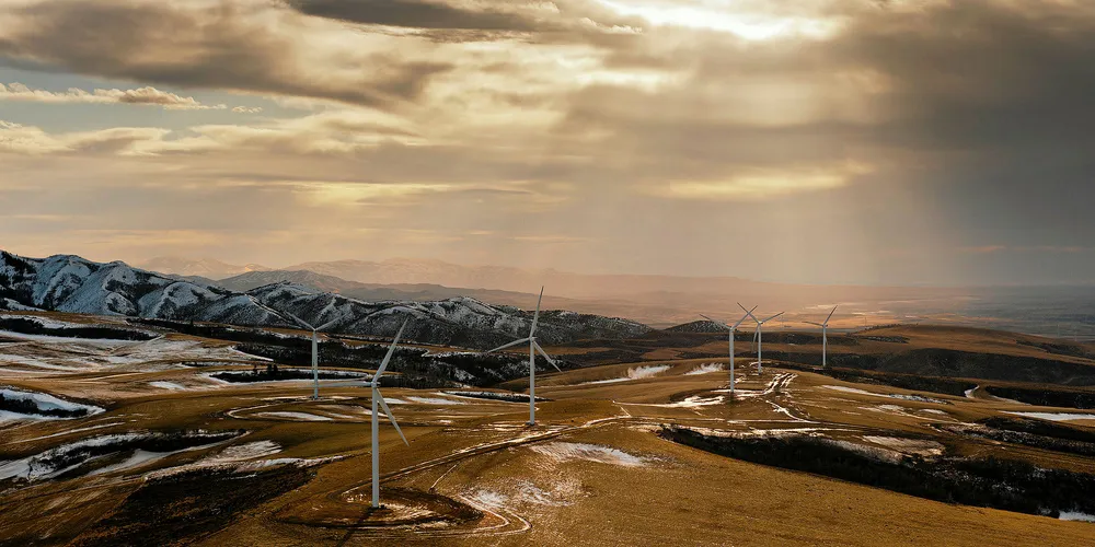 A wind farm in Idaho. Credit: US DOE