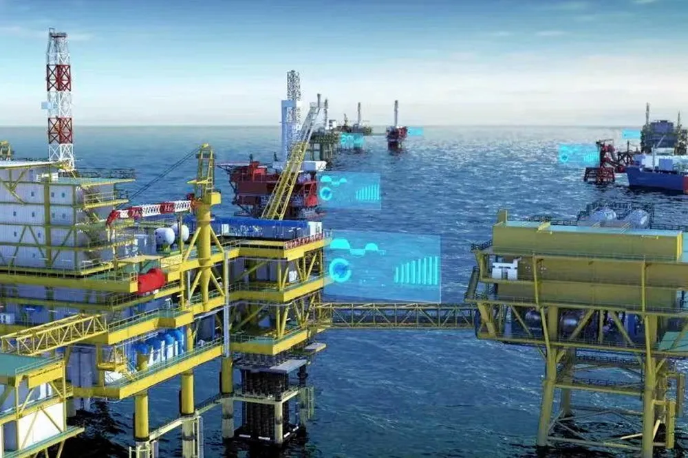 Schematic: the QHD 32-6 oilfield is CNOOC Ltd's first connected to onshore power grid.