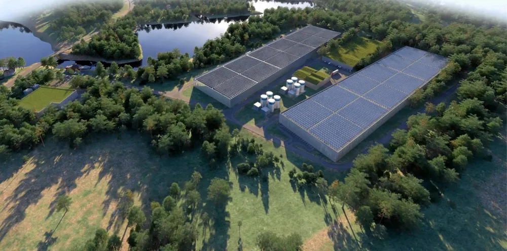 Nordic Aquafarms has big plans for land-based farming in the USA. Here is an illustration of the facility to be built in Maine on the East Coast.