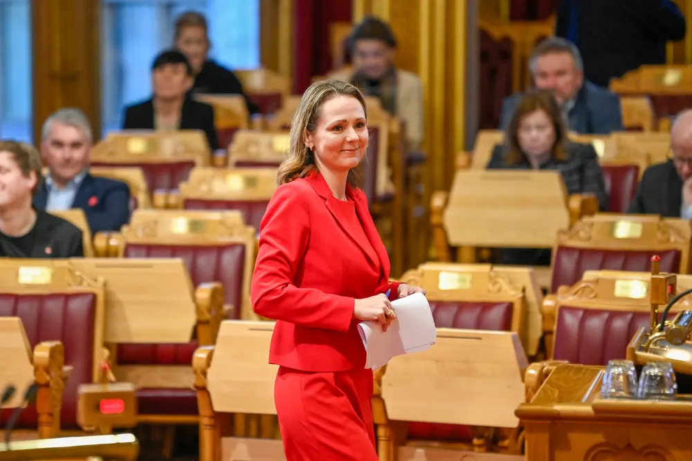 Høyres Linda Hofstad Helleland under den muntlige spørretimen på Stortinget.