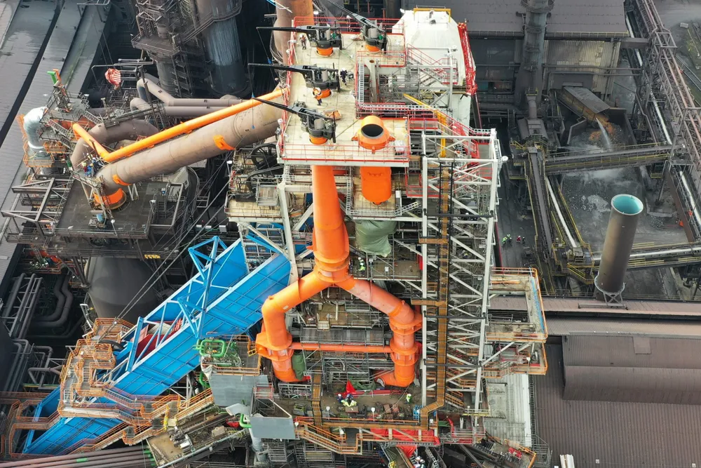 A blast furnace at ArcelorMittal's steelworks in Ghent, Belgium, where a trial carbon capture unit had been installed