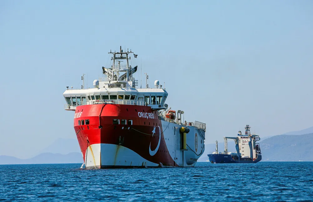 Tensions: the Turkish research vessel Oruc Reis anchored off Antalya