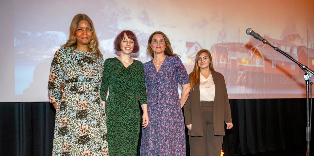 Kathleen Mathisen fra Grieg Seafood, Monica Langeland, Mariann Frantsen i Pelagisk forening og Susanne Mortensen delte prisen Årets navn i sjømatnæringen 2022.