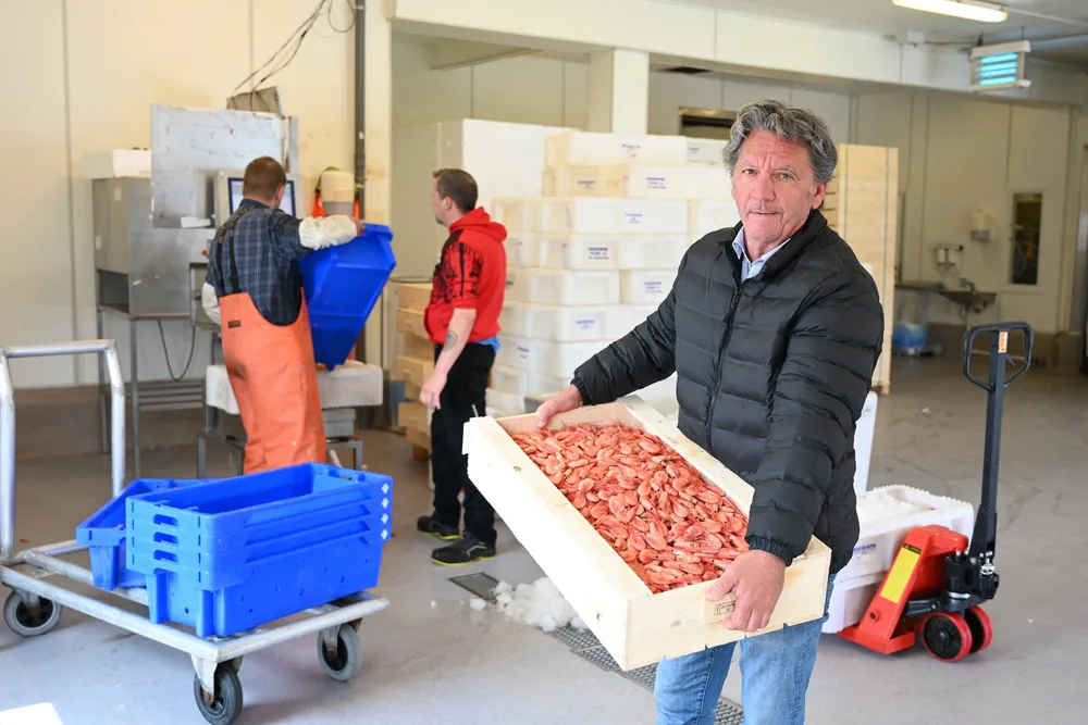 Kurt Allan Hansen i Fjordfisk på Utgårdskilen stiller seg uforstående til kvotenedgang på reker.