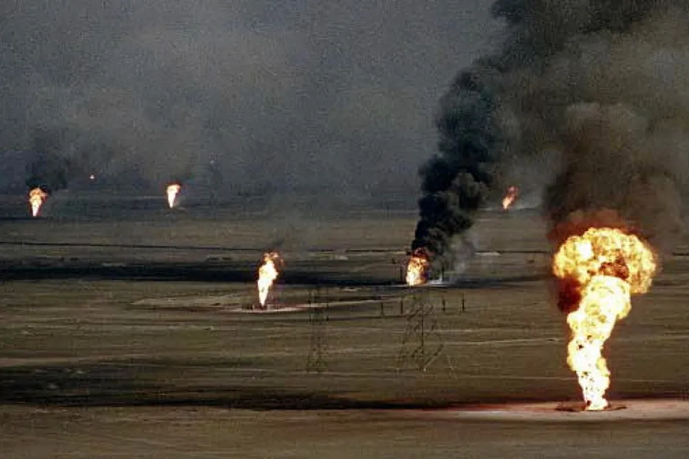 Compensation: Iraqi troops had set fire to many oil wells in Kuwait when retreating during the Gulf war in the early 1990s