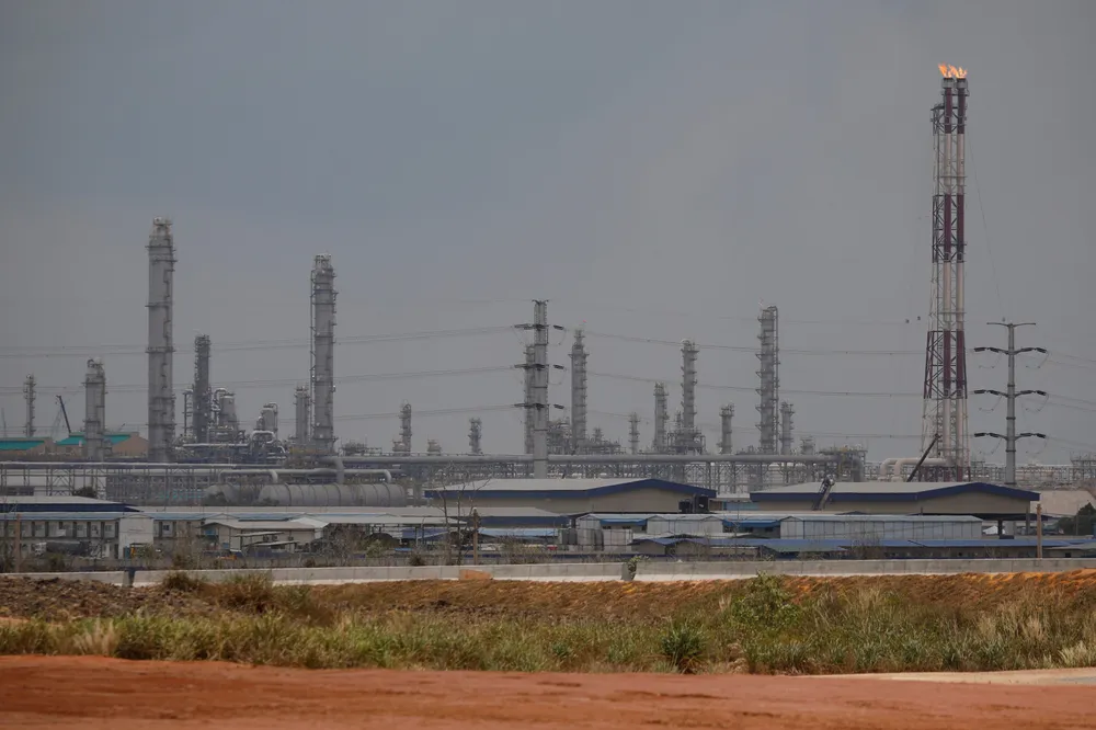 Gas flares at Petronas' Pengerang Integrated Petroleum Complex (PIC) in Johor, Malaysia.