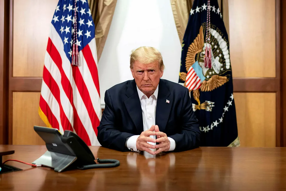 On the mend: US President Donald Trump could be discharged from hospital on Monday after testing positive for Covid-19 late last week