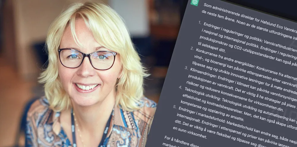 Kristin Lian i Hafslund Eco Vannkraft har denne uken delt sine erfaringer med ChatGPT.